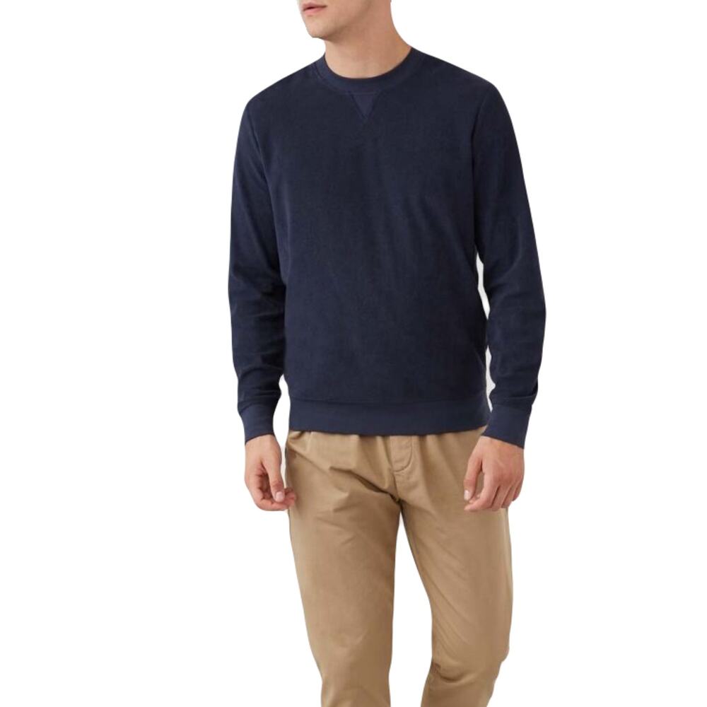 NWOT SUNSPEL Sweatshirt Sweater Men M Navy Toweling Cotton Long-Slv Brad-Pitt